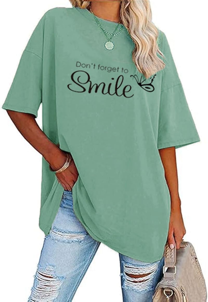 Damen Oversized T‑Shirt Baumwolle kurz-/langarm locker Tunika S-XXL