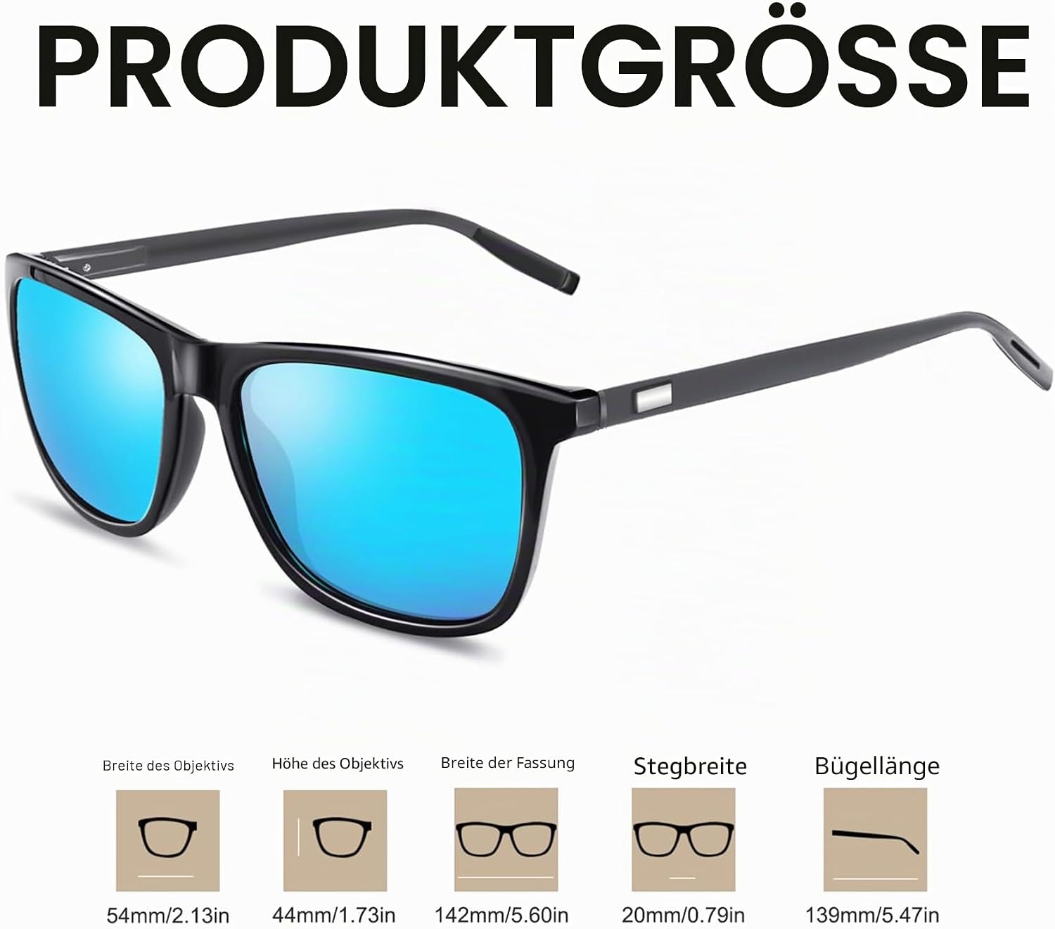 KANASTAL Polarisierte Sonnenbrille Retro verspiegelte Glaeser Al-Mg Buegel UV400