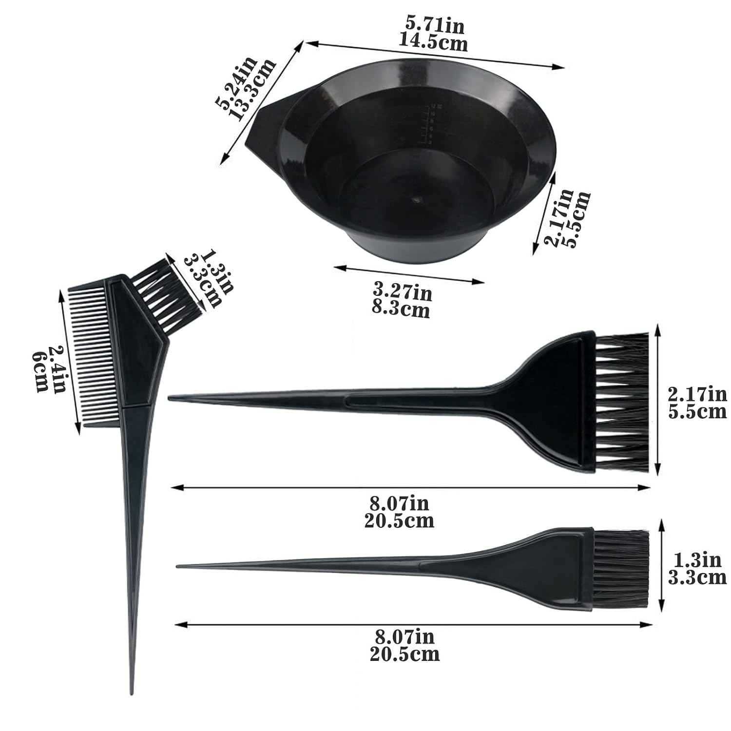 NEPAK Haarfaerbepinsel Set 24-teilig mit Schale und verschiedenen Pinseln