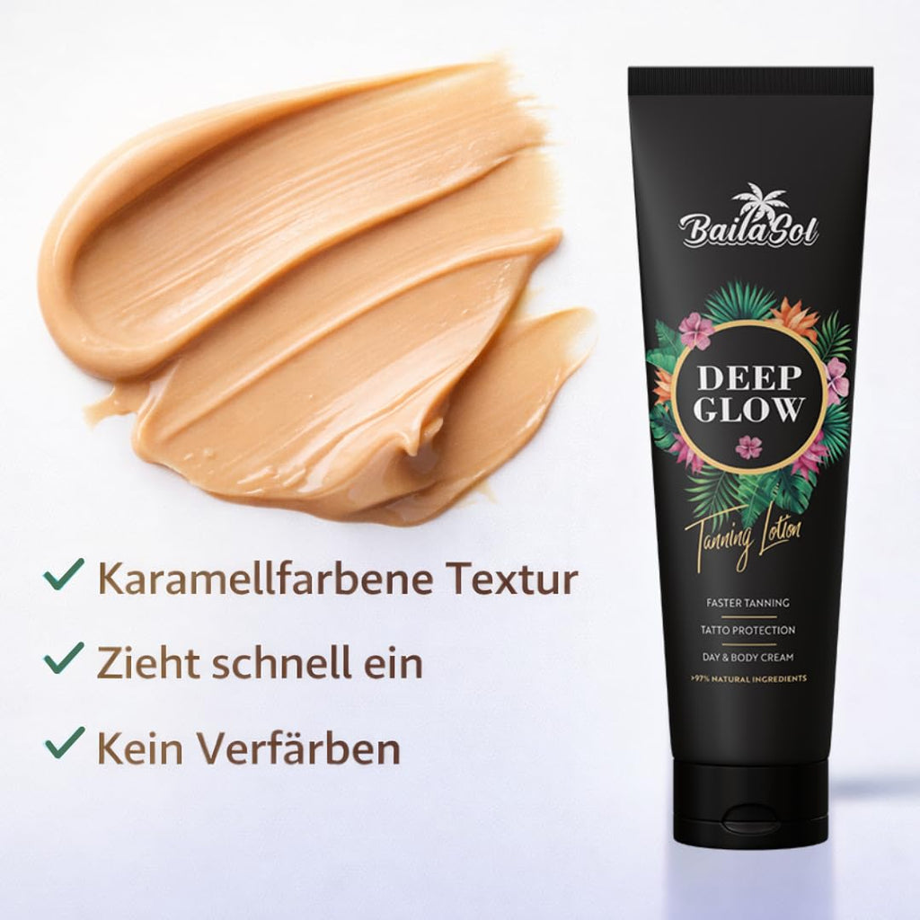 Deep Glow Braeunungsbeschleuniger 150 ml mit Melano Blend, vegan, Tattoo-Schutz