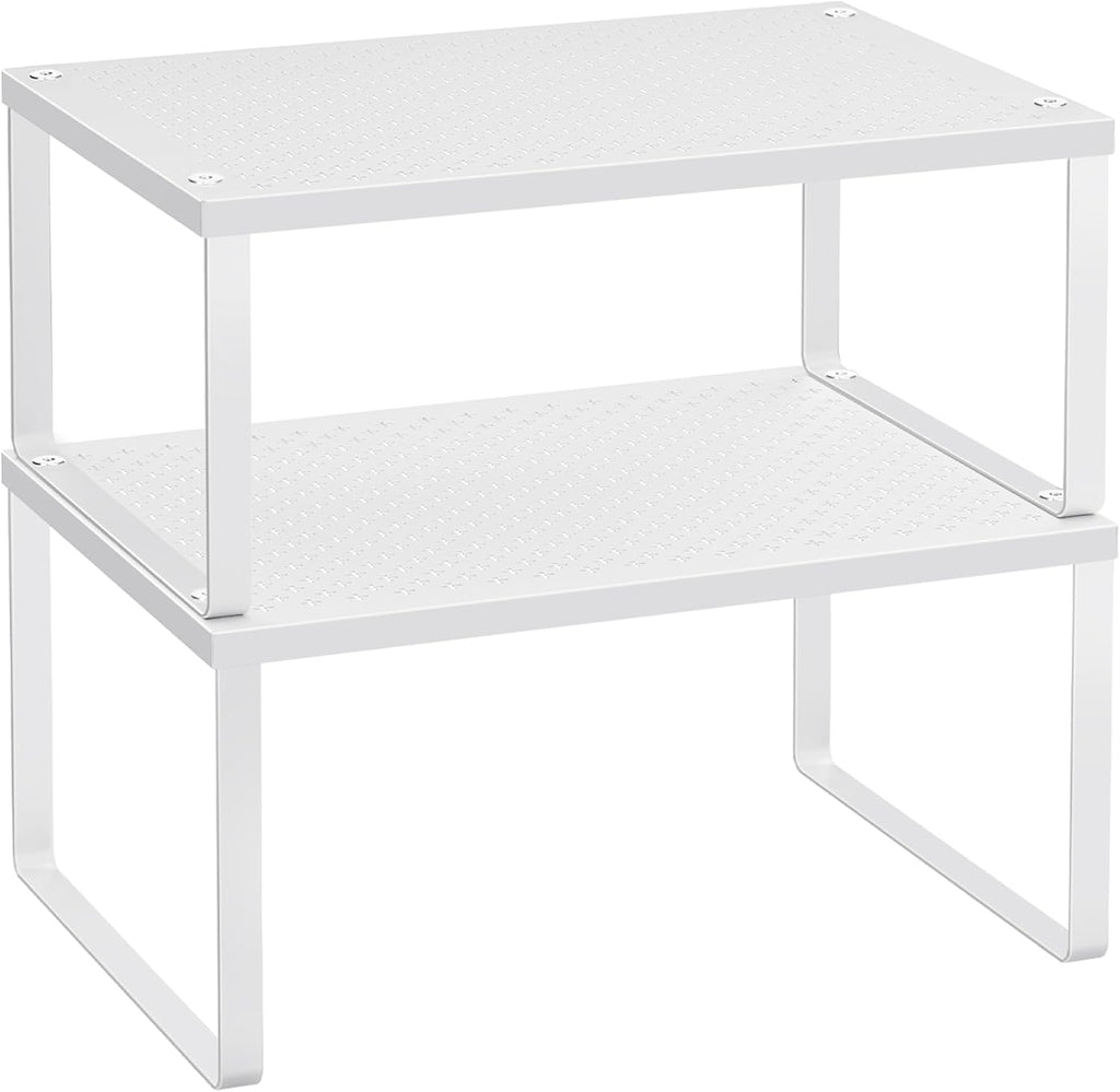 Gewuerzregal 2er Set stapelbar Weiss Kuechen Organizer 32cm-40cm