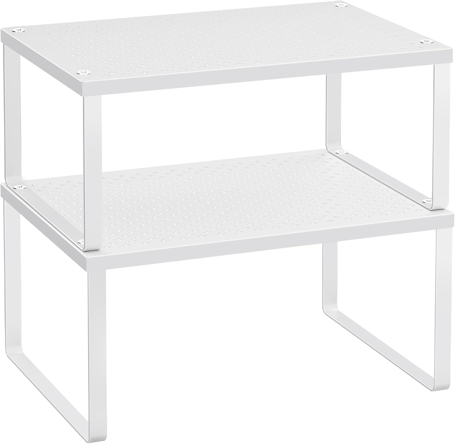 Gewuerzregal 2er Set stapelbar Weiss Kuechen Organizer 32cm-40cm