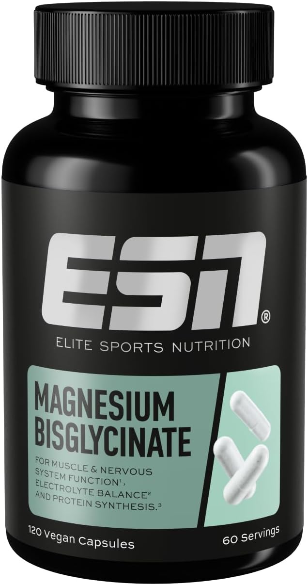 ESN Magnesium Caps 120 Kapseln 194 mg pro Tag Magnesiumbisglycinat Made in Germa