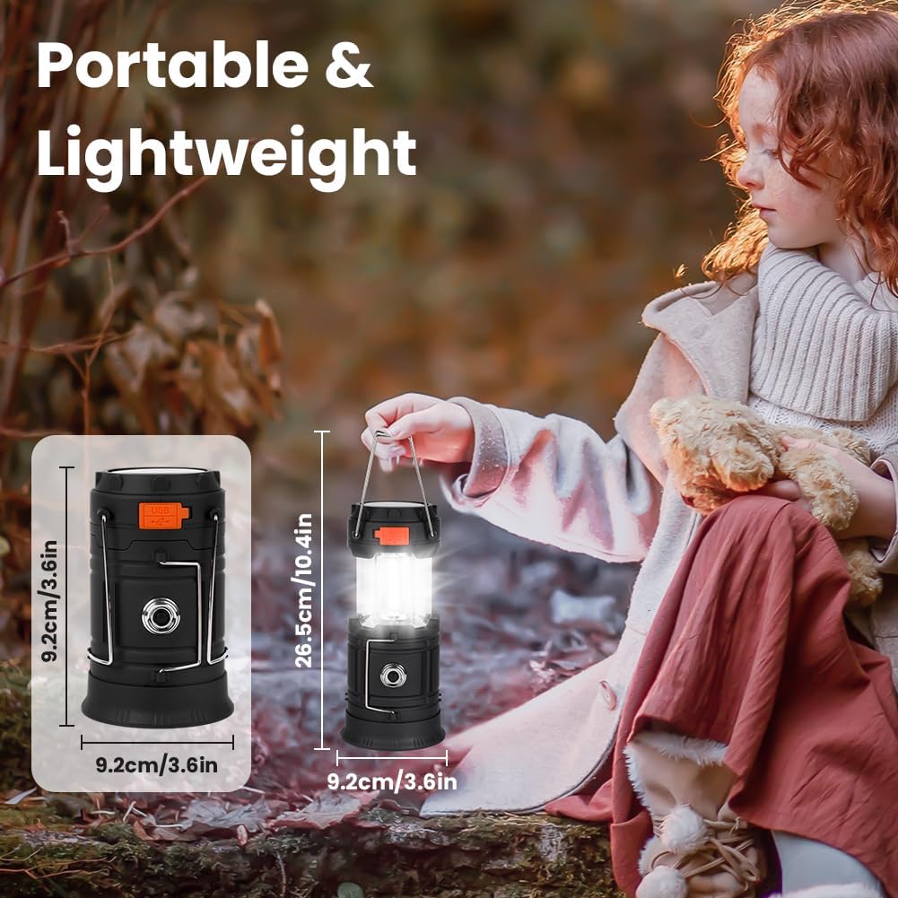 HOTUT Solar Campinglampe 3200 mAh faltbar LED mit Handkurbel USB Wasserdicht