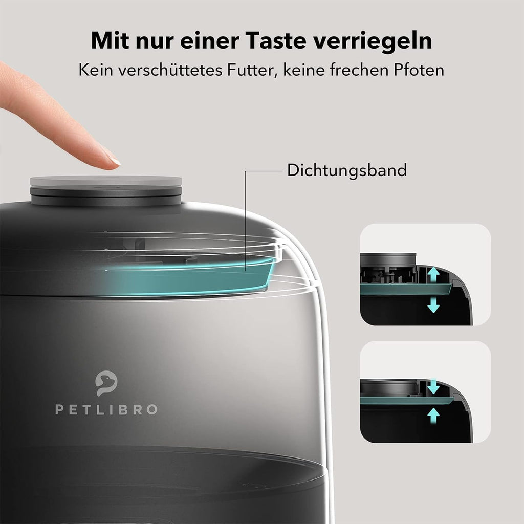 PETLIBRO Intelligenter Katzenfutterautomat kabellos mit App Steuerung, Edelstahl