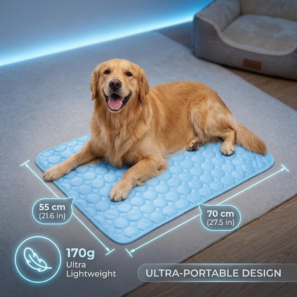 Kuehlmatte Hund Katze 70x55 cm Grau selbstkuehlend waschbar