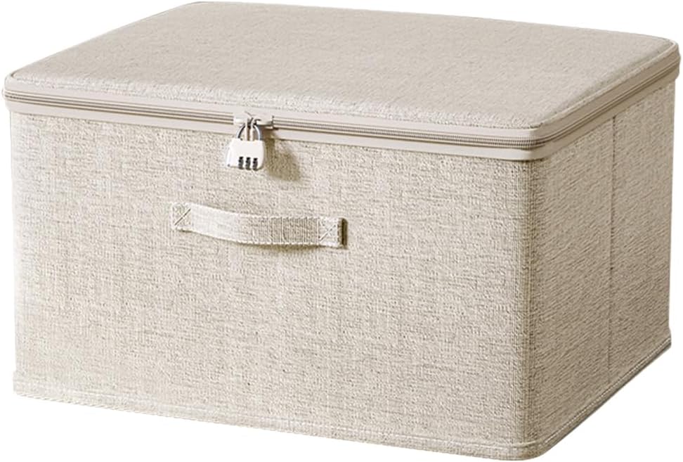 Aufbewahrungsbox faltbar Baumwolle Leinen abschließbar 30x20x14cm 14cm-26cm