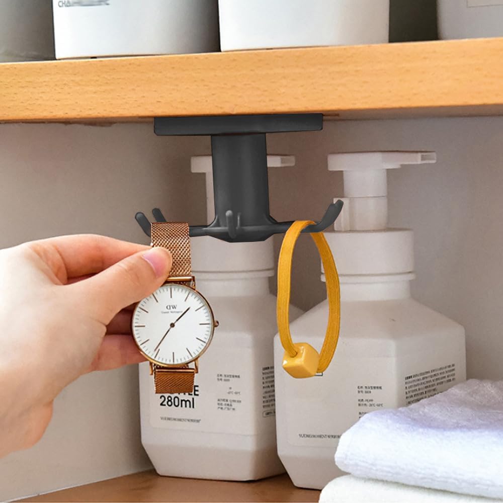 Kuechenhakenleiste 6 Haken selbstklebend 360° drehbar ohne Bohren