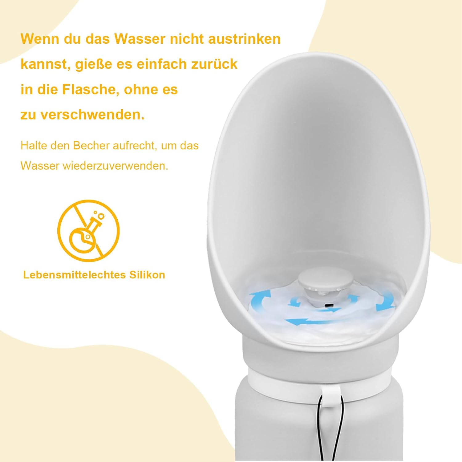Uncle Yang faltbare Hunde-Trinkflasche 550 ml auslaufsicher Silikon Grau