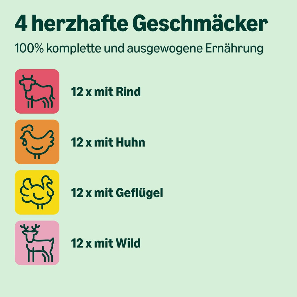 Katzenfutter nass 48x100g Fleisch in Sauce 4,8kg fuer Katzen
