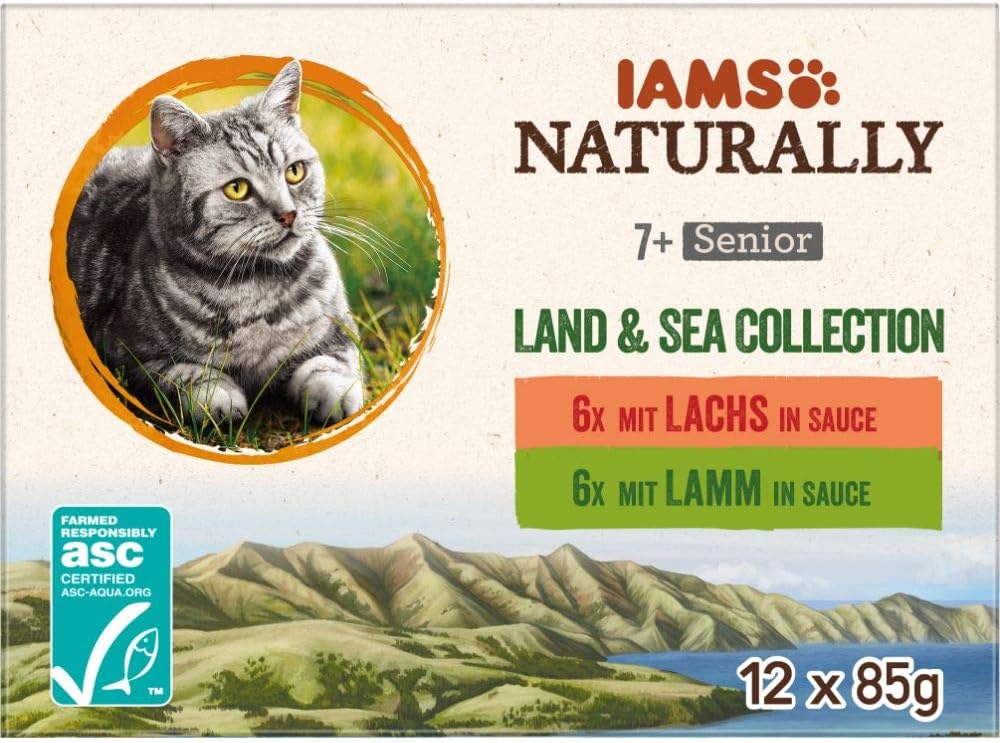 IAMS Naturally Senior Katzenfutter Nass Land & Sea Collection 12x85g