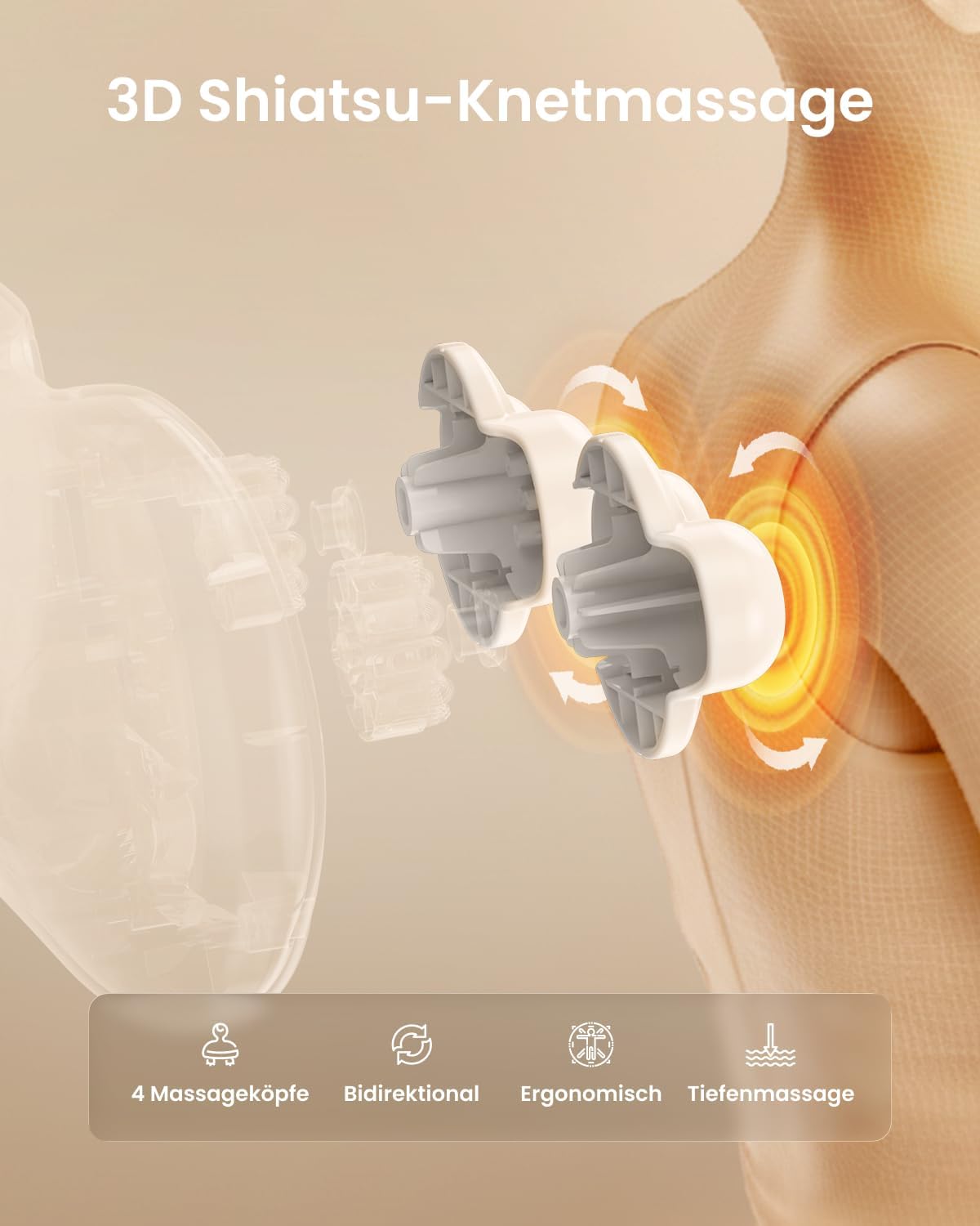 RENPHO 3D Shiatsu Schulter Nacken Massagegeraet mit Waerme, Massagekissen