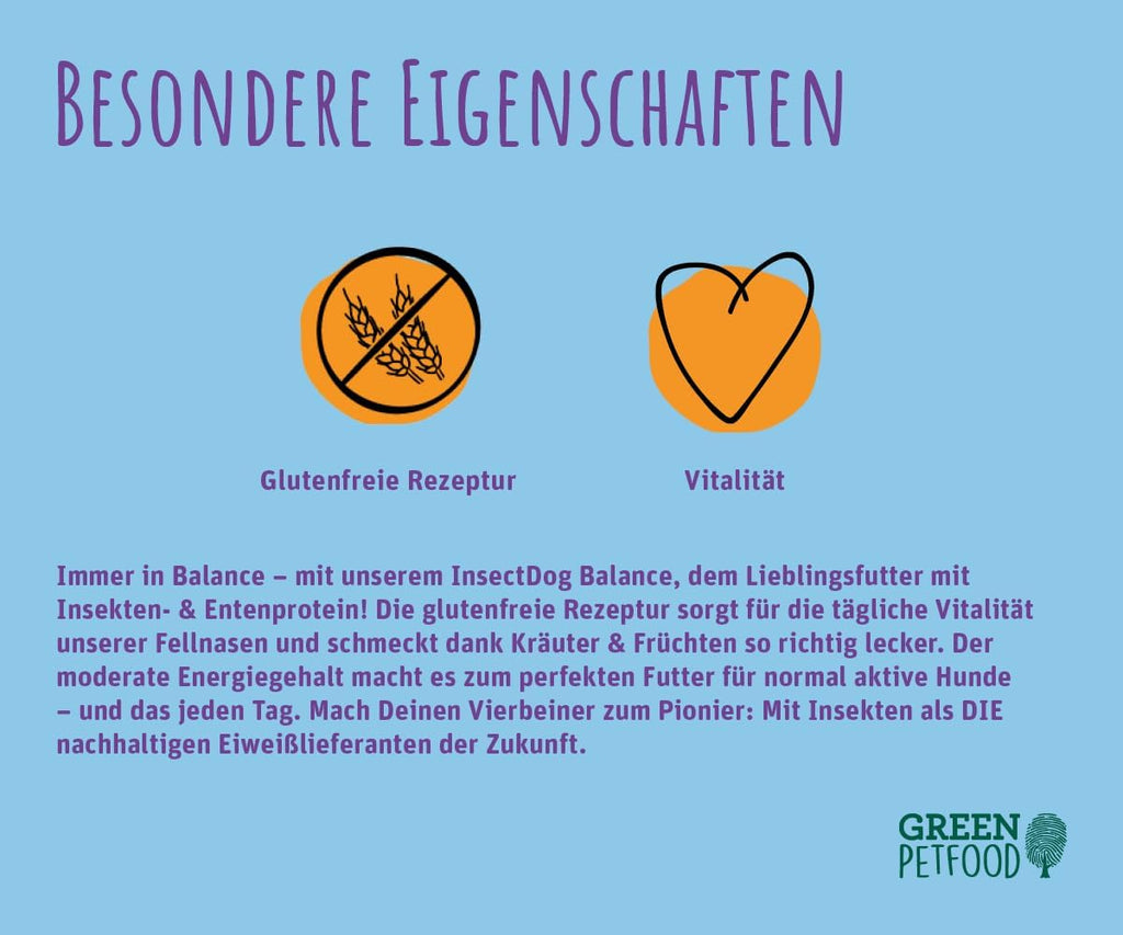 Green Petfood InsectDog Vitality Adult Hunde Trockenfutter Insekten Ente -7