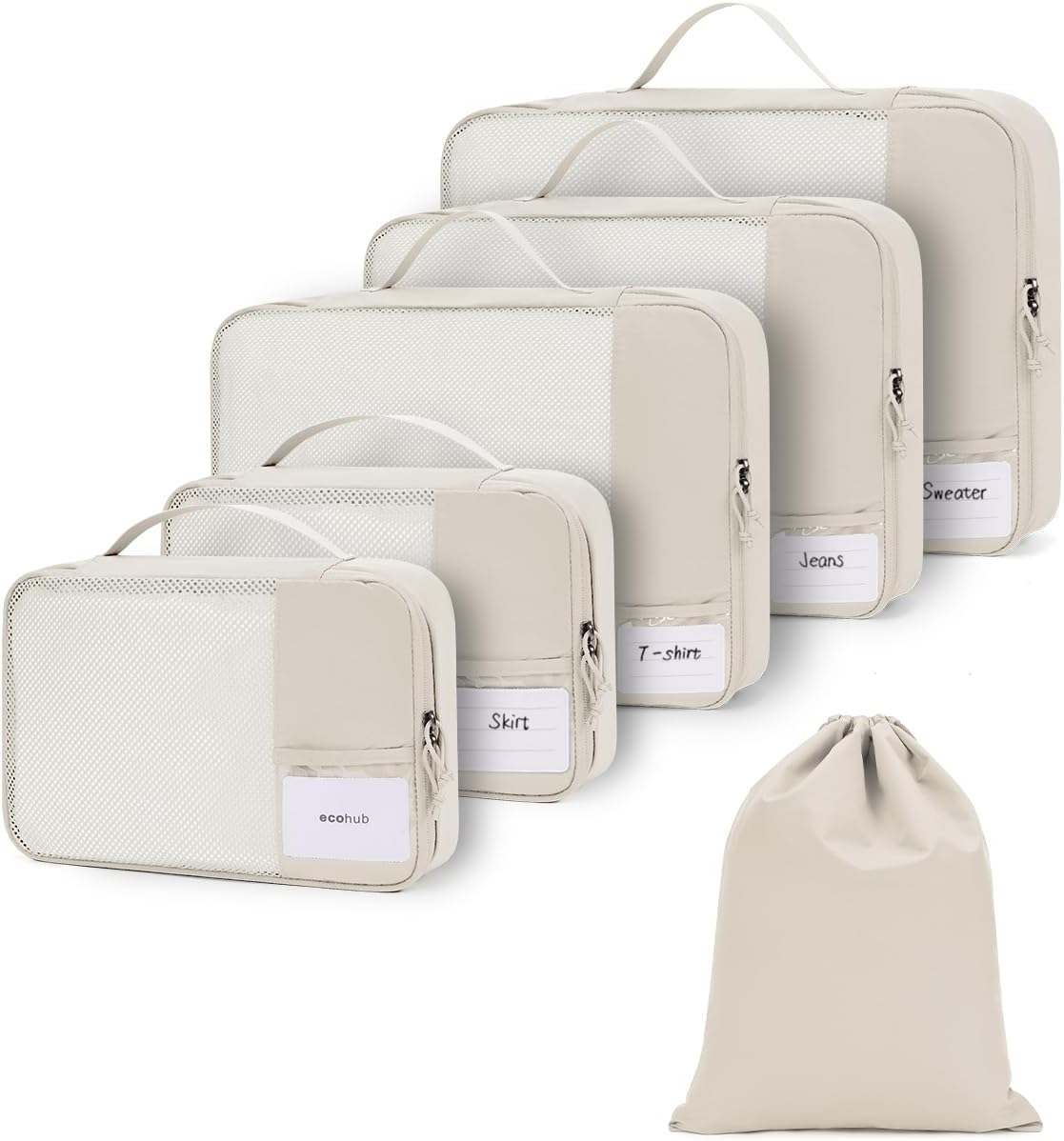 6er Kompressions Packing Cubes Koffer Organizer Reise Set Gruen