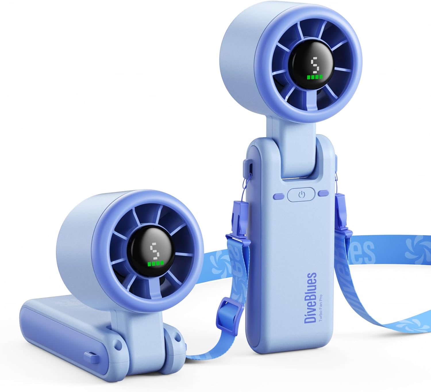 Diveblues Tragbarer Turbo Handventilator 9m/s 5 Stufen Akku 3‑in‑1 Hals Tisch