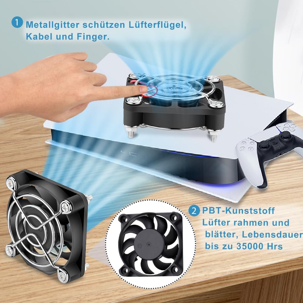 GDSTIME 40 mm USB Luefter 40x40x10 mm 4010 mit 3 Geschwindigkeiten 40mm-140mm