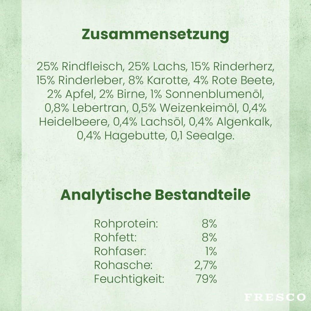 FRESCO Dog NassBARF Kaninchen mit Rind 12x400g, getreidefrei, verschiedene Sorte
