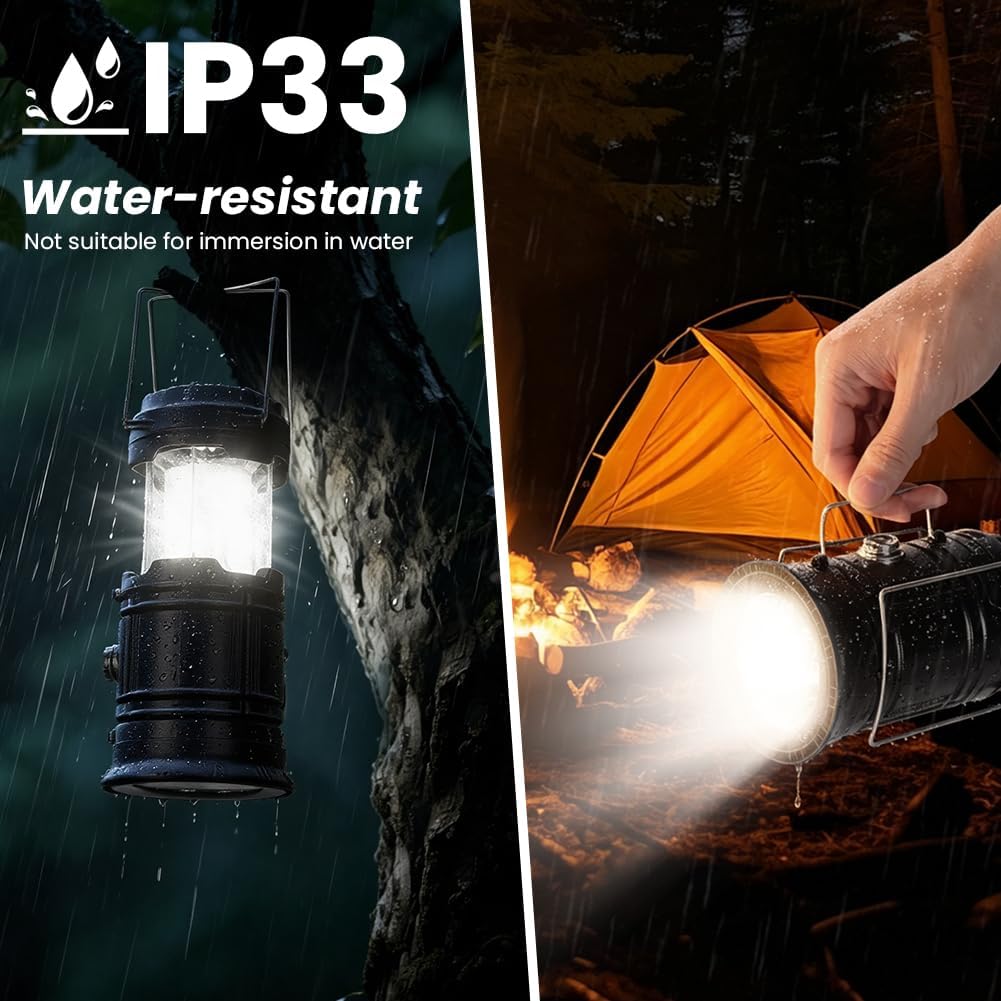 Solar LED Campinglampe faltbar wasserdicht mit USB-Ladefunktion und Haken
