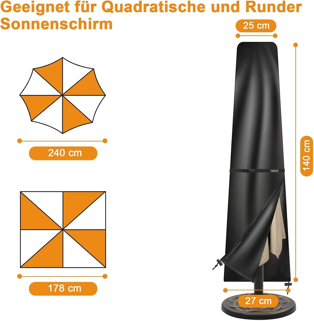 Tavaler Sonnenschirmhuelle 196x30/50 cm 420D Oxford wasser- und winddicht 27cm-57