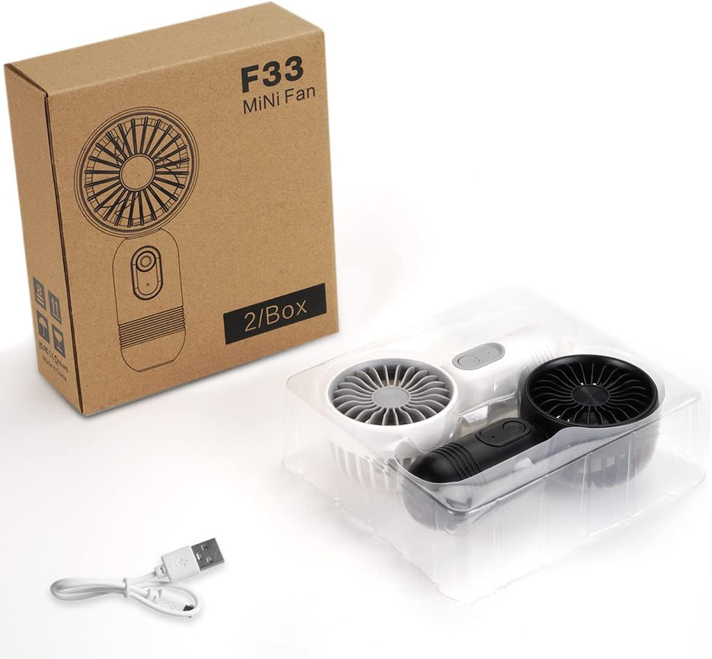 3er-Set Mini-Handventilator Akku, 3 Stufen, tragbar fuer Kinder Erwachsene Senior