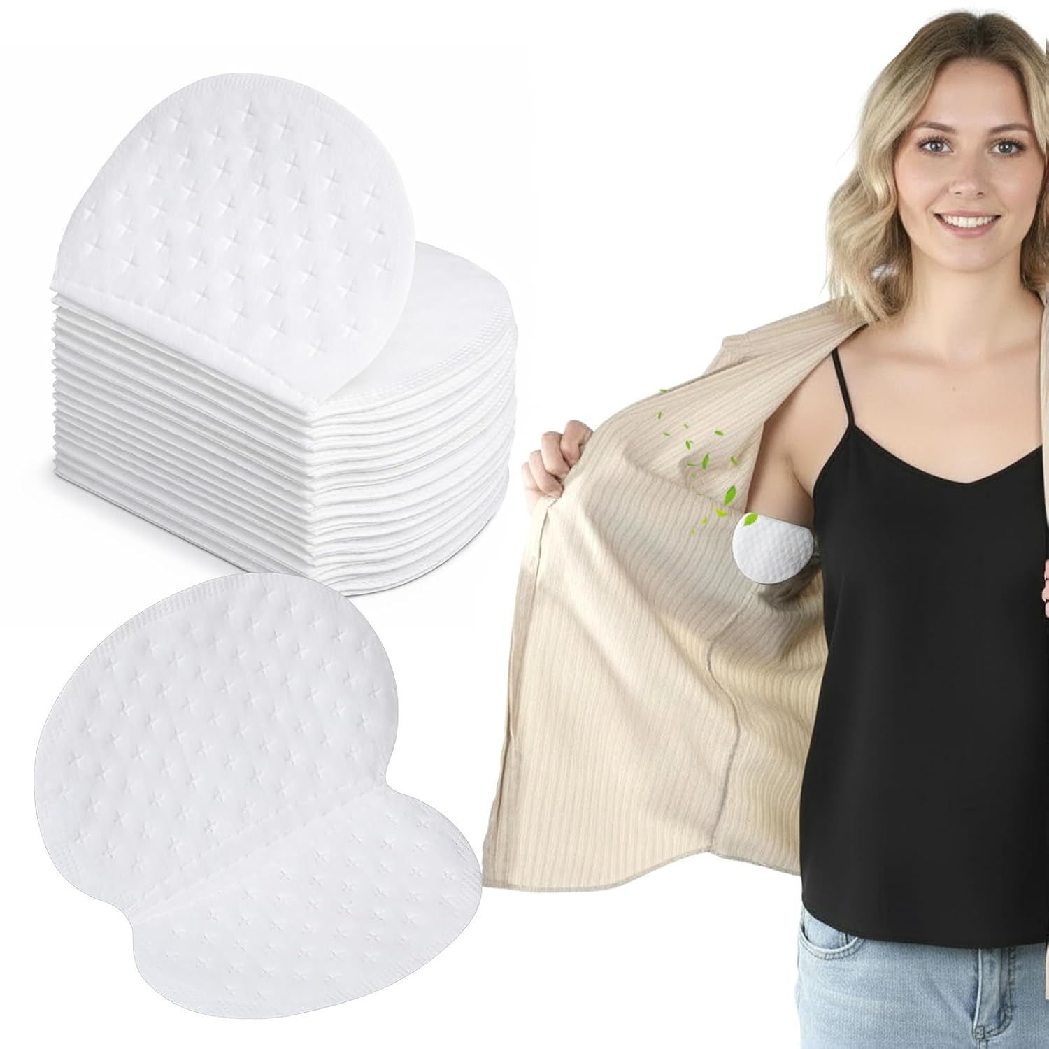 100 Stueck Selbstklebende Achselpads gegen Schweiss - Unsichtbar, Komfortabel