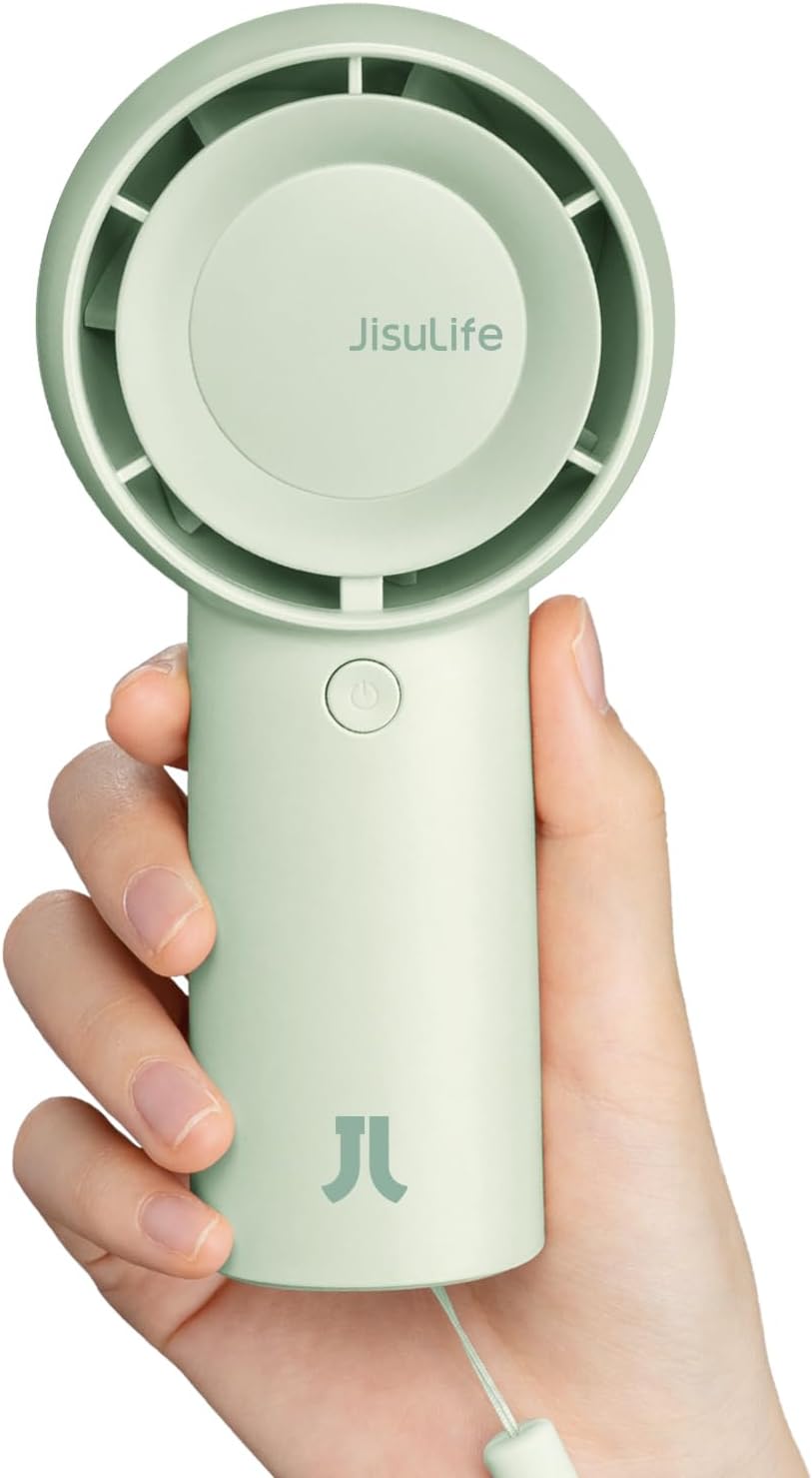 JISULIFE Turbo Handventilator Akku 4000mAh 5 Stufen 16h Laufzeit Braun