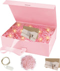 Geschenkbox 21x17x7 cm mit Deckel Schleife Karte und Licht Hochzeit