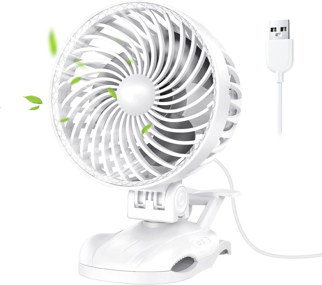 OUILA Mini USB Tischventilator mit Clip 9 Stufen 360° Drehung Schwarz