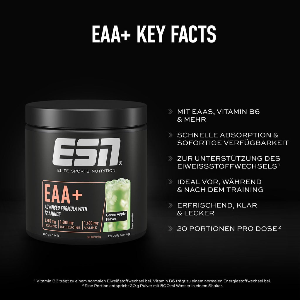 ESN EAA+ Blackberry, verschiedene Sorten, 9 EAAs Vitamin B6, vegan