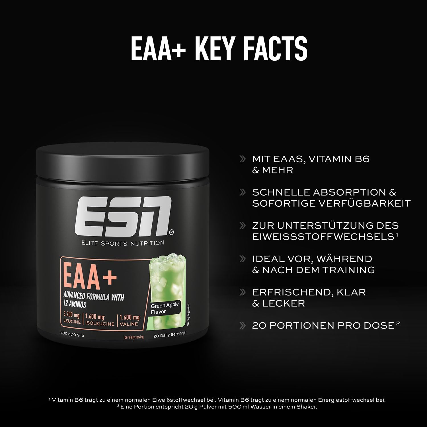 ESN EAA+ Blackberry, verschiedene Sorten, 9 EAAs Vitamin B6, vegan