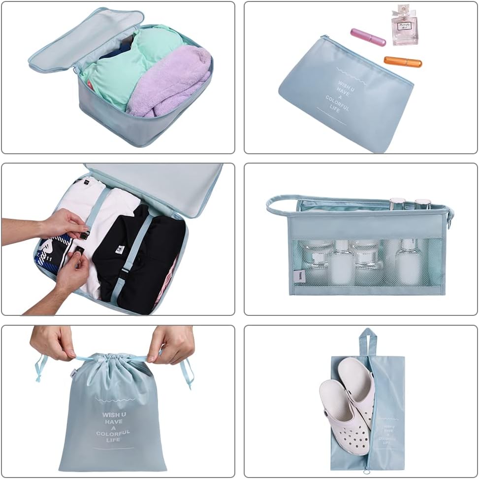 Koffer Organizer Set 8 Teile Packing Cubes Reise Packtaschen Beige