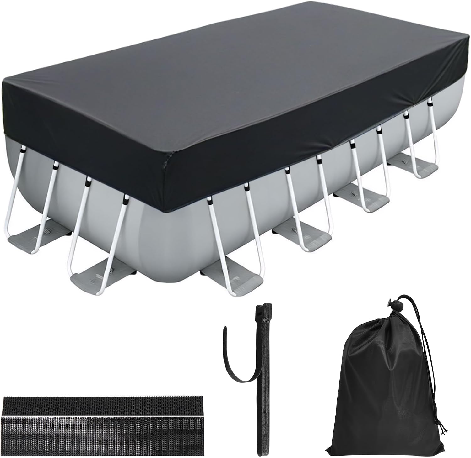 Poolabdeckung 220 x 150 cm Rechteckig - 210D Oxford, UV-bestaendig, Schutz