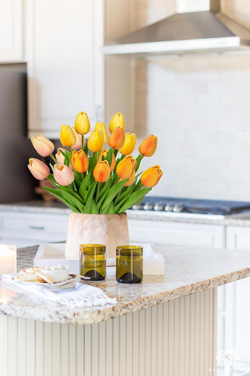 Kuenstliche Tulpen Real Touch 24 Stueck Rosa Deko Kunstblumen