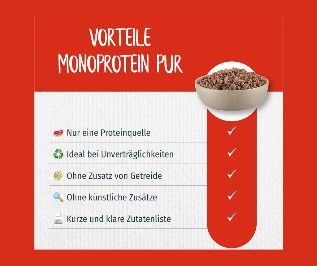 PRIMOX Nassfutter Pferd 12x400g Monoprotein 70% Fleisch Getreidefrei