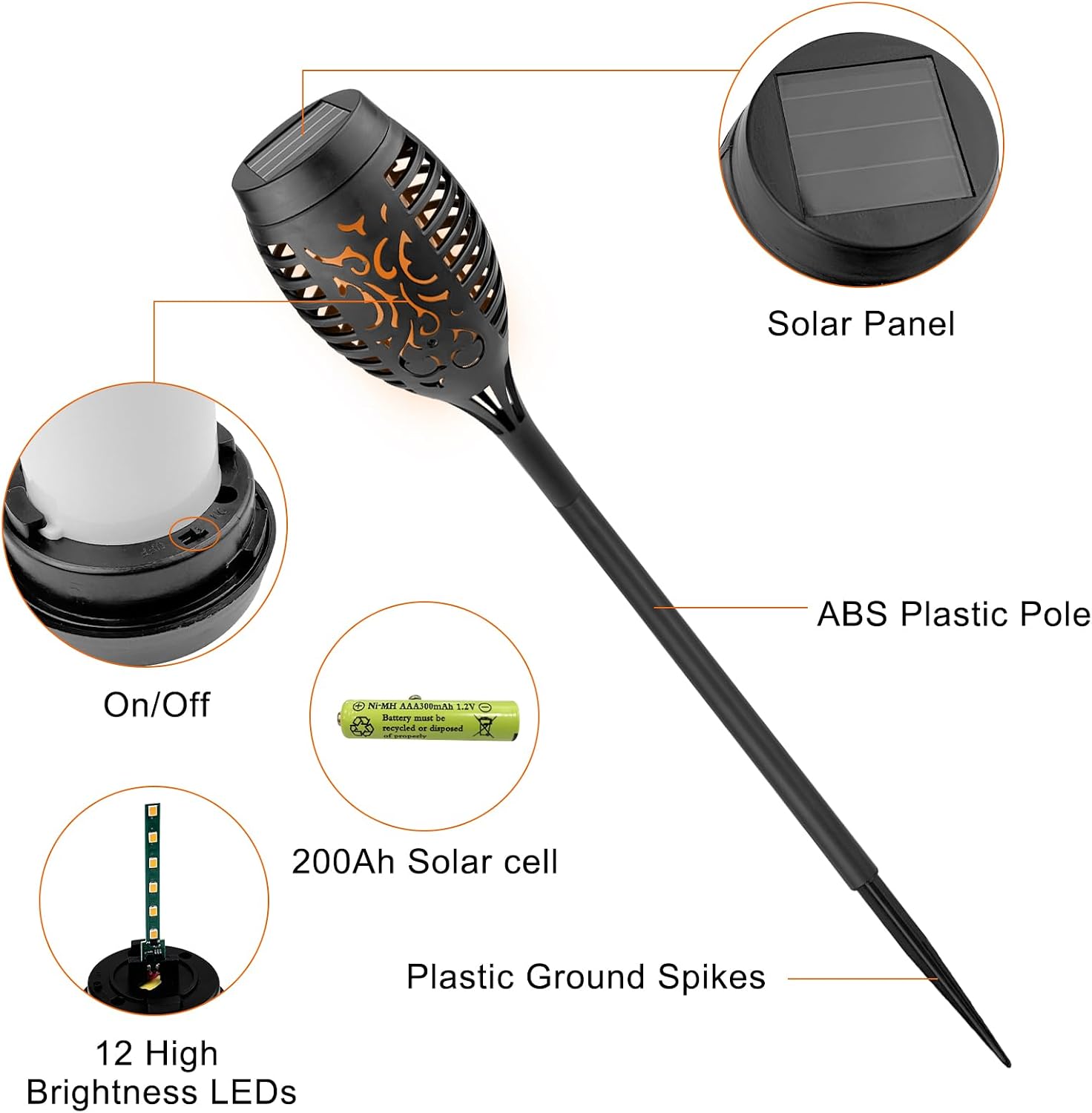 WinGluge 8er Solar Fackeln Garten LED IP65 Wasserdicht mit Flammeneffekt