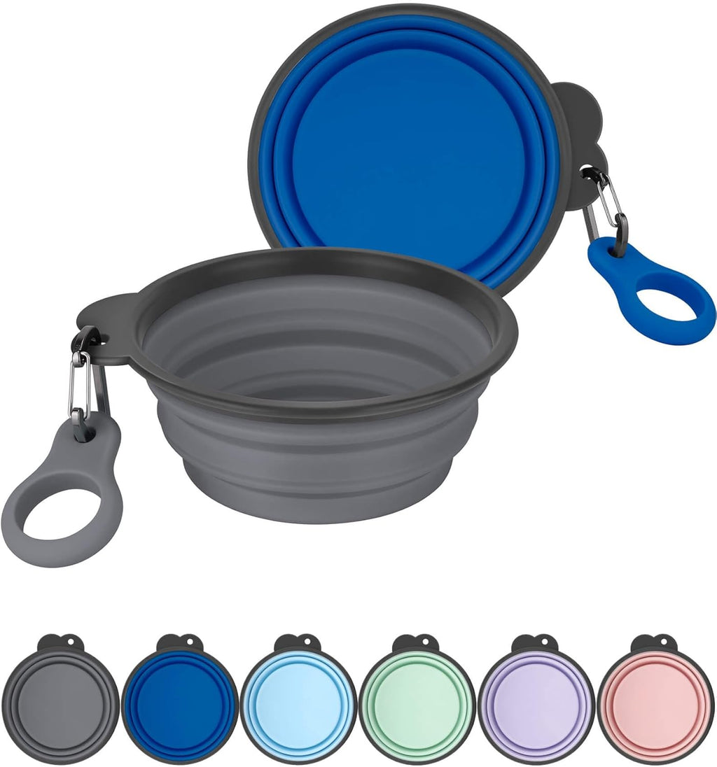 Heouvo faltbarer Hundenapf 2er Set mit Flaschentraeger und Karabiner