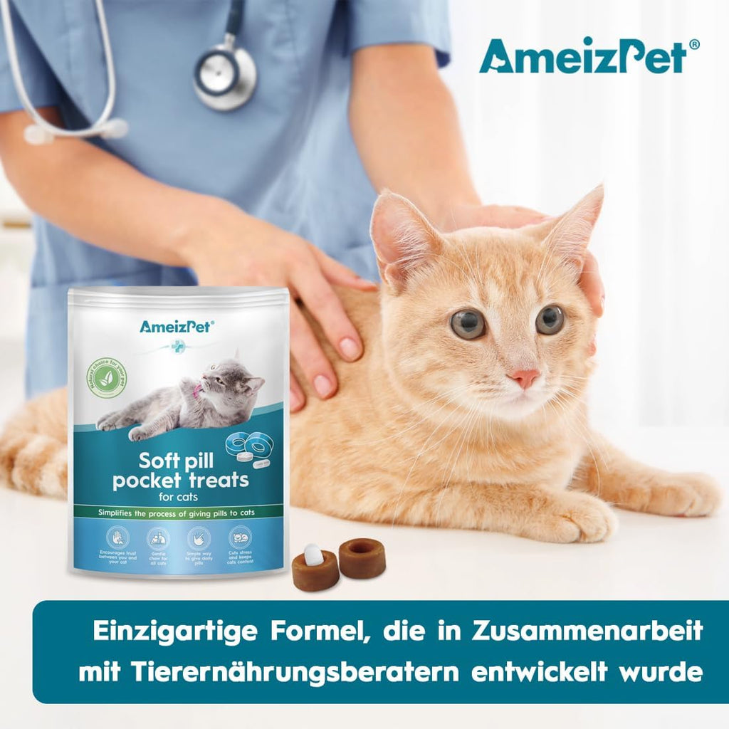 AmeizPet Pill Pockets Katze Tabletten-Leckerlis Medikamenten Snack 50g