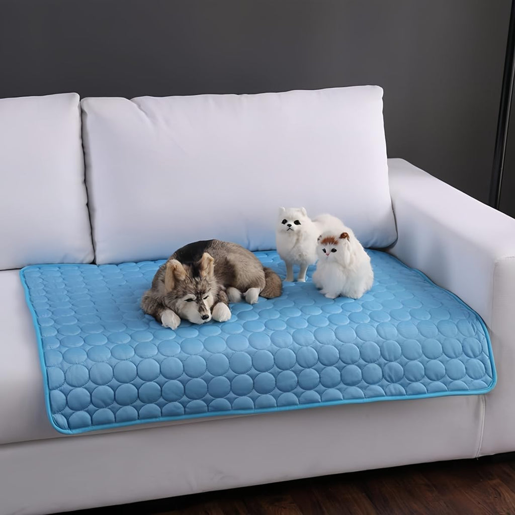 Selbstkuehlende Hundematte 40x50 cm Blau Waschbar Kuehlkissen fuer Hunde