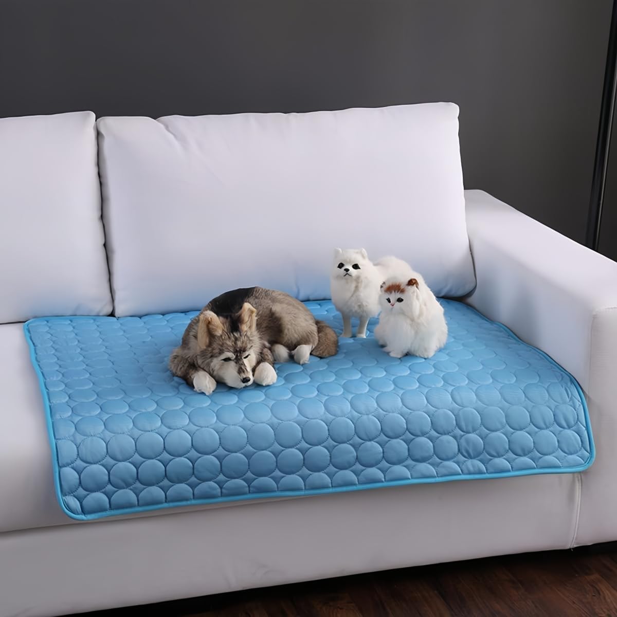 Selbstkuehlende Hundematte 40x50 cm Blau Waschbar Kuehlkissen fuer Hunde