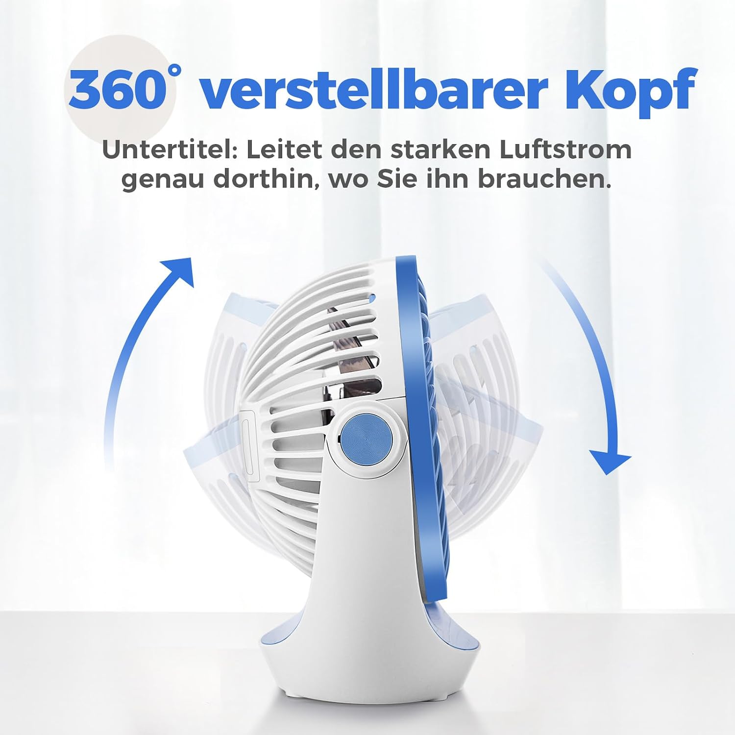 OCOOPA USB Tischventilator 360° drehbar, leise, 3 Geschwindigkeiten, tragbar