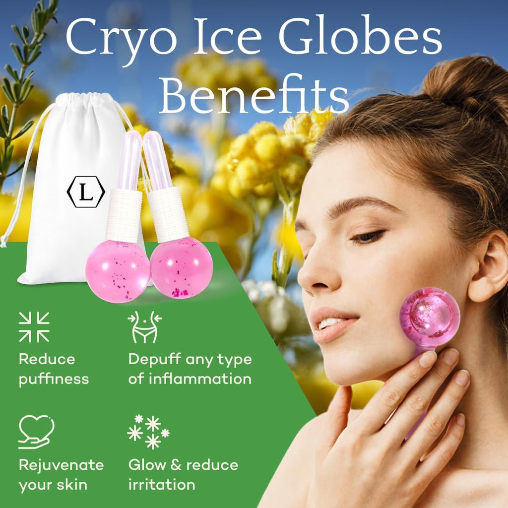 Luonkos Ice Globes Edelstahl Gesichtsroller 2er Set Augenmassage Kuehlkugeln