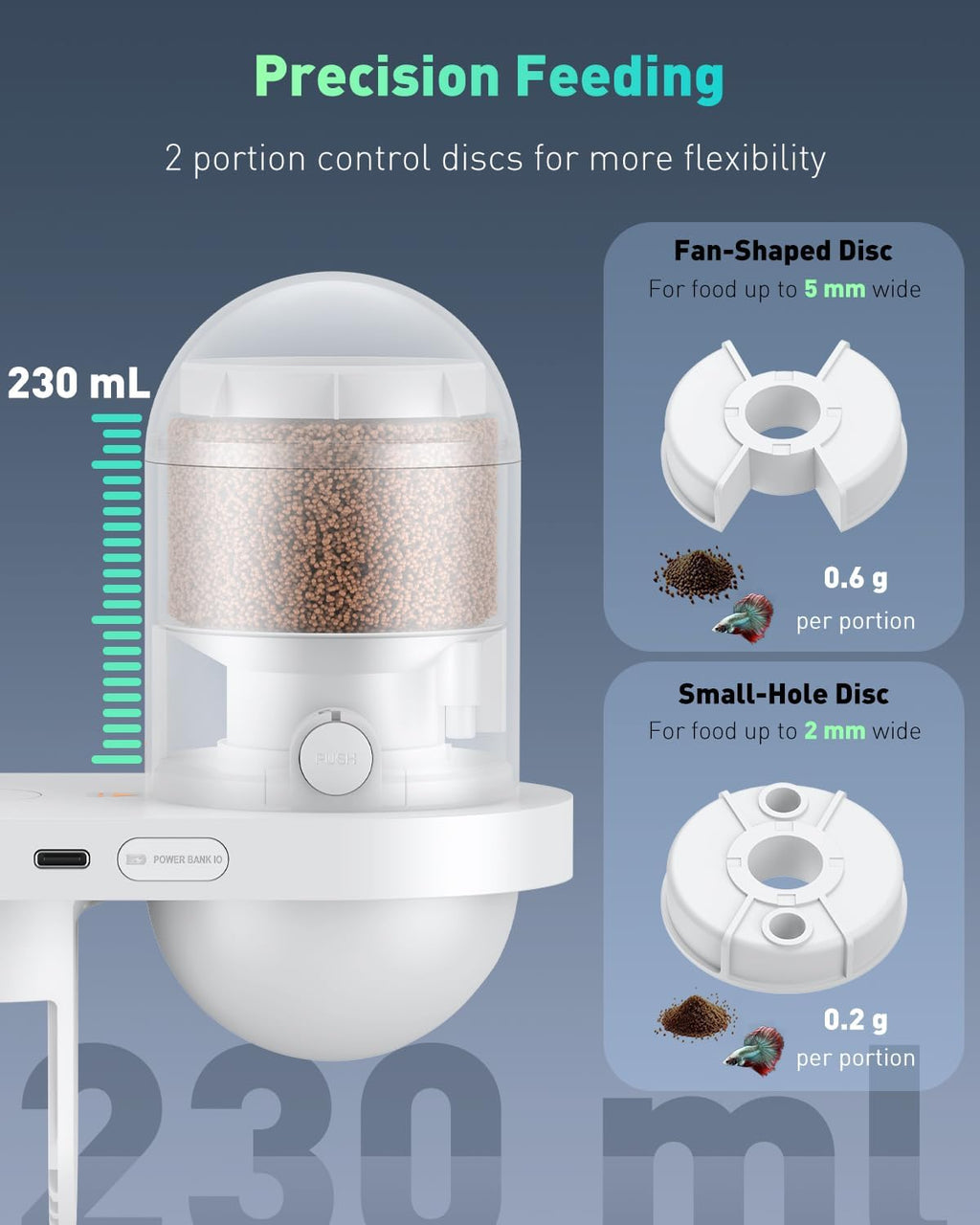 Pawfly Aquarium Futterautomat mit App HD Kamera 2,5K 230 ml und Timer