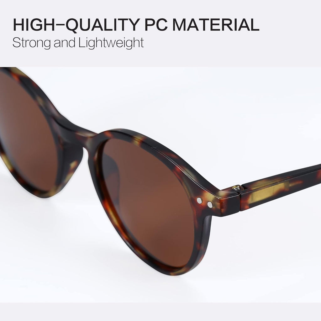 ZENOTTIC Sonnenbrille polarisiert rund UV400 Vintage Rahmen Herren Damen