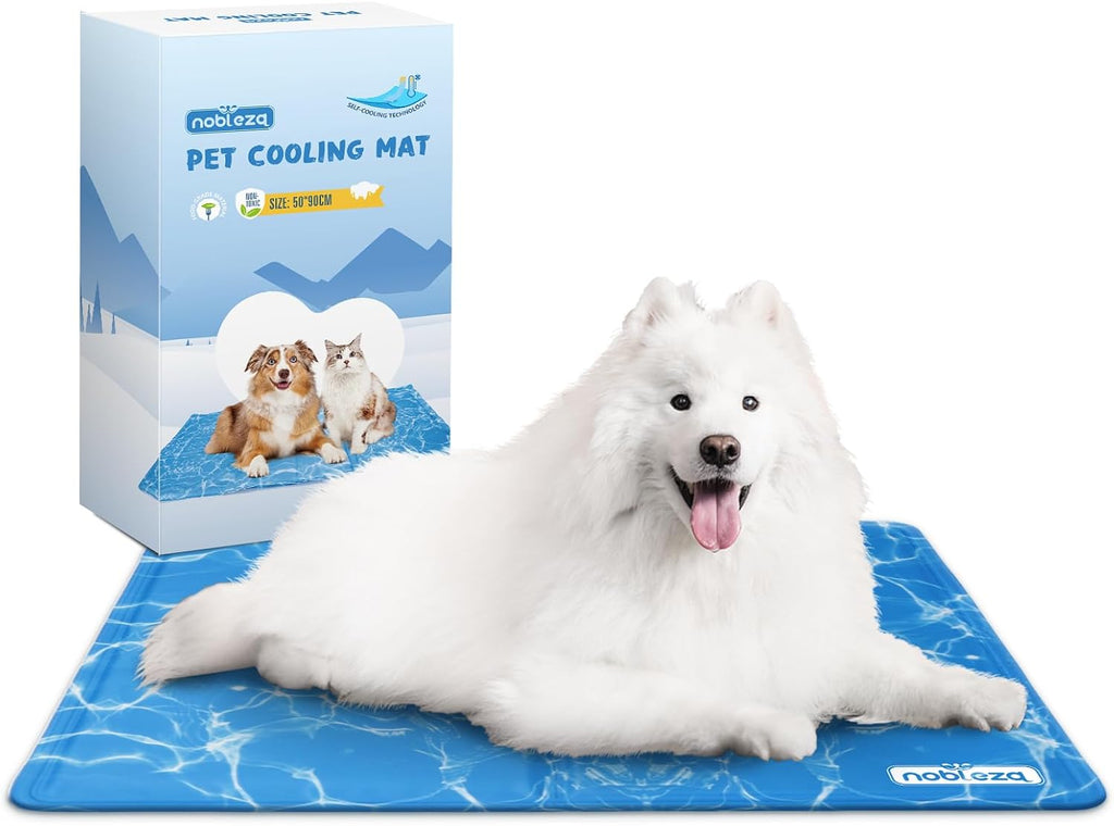 Nobleza Kuehlmatte fuer Hunde 65×50 cm Gel 2cm-80cm Hellblau selbstkuehlend