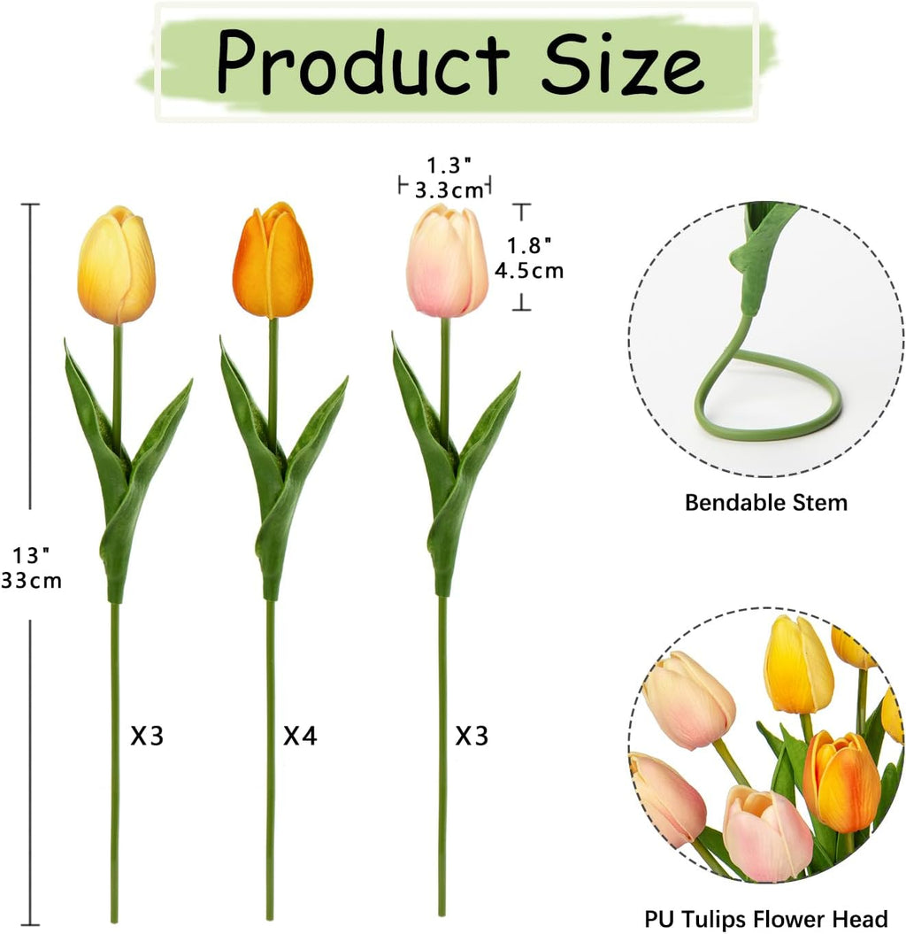 Kuenstliche Tulpen Real Touch 24 Stueck Rosa Deko Kunstblumen