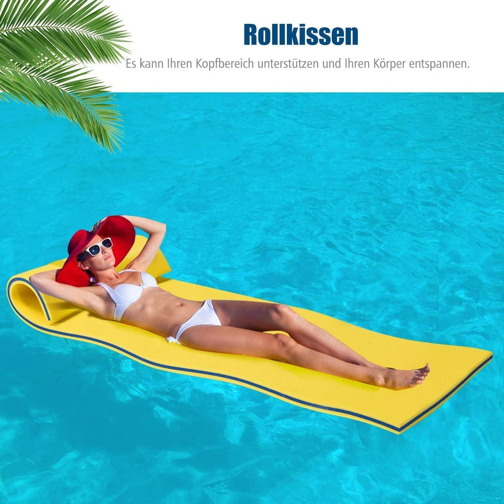 FANTASK Schwimmmatte XPE 210 x 66 cm Gelb schwimmende Liege bis 60 kg