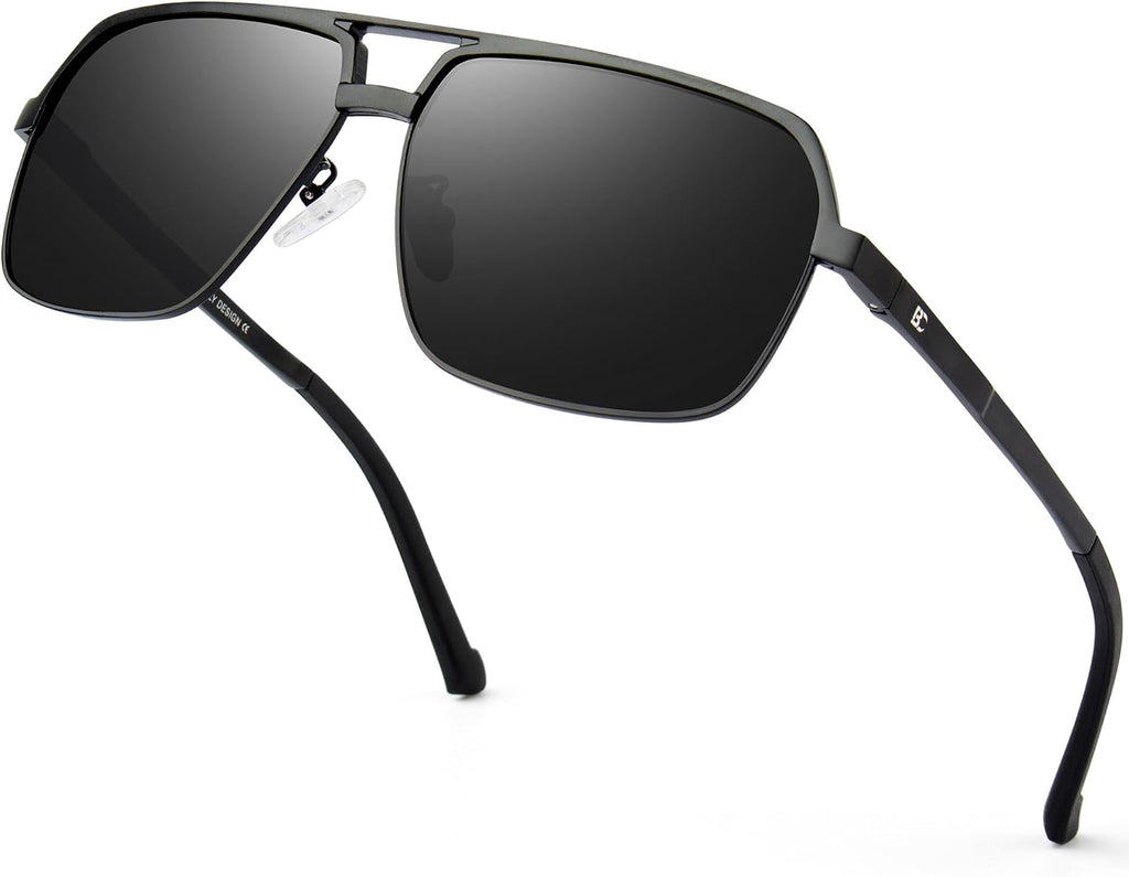 Polarisierte Herren Sonnenbrille Retro Schwarz 100% UV Schutz Fahren Angeln