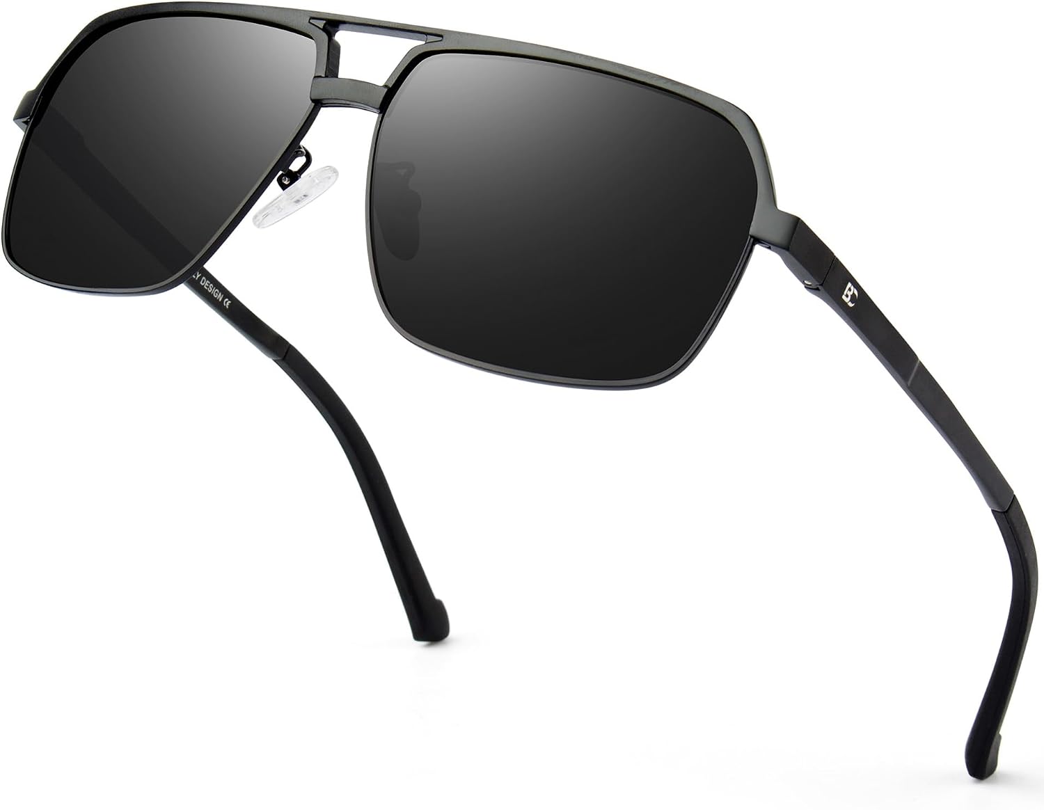 Polarisierte Herren Sonnenbrille Retro Schwarz 100% UV Schutz Fahren Angeln