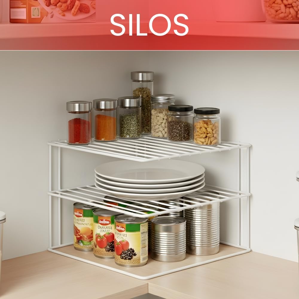 Eckschrank Organizer 2 Etagen Kuechenschrank Einsatz weiss 45cm-57cm