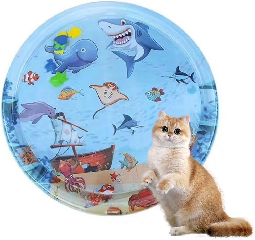 Haifisch Wasserspielmatte Ø65 cm verdickt fuer Katzen und kleine Hunde